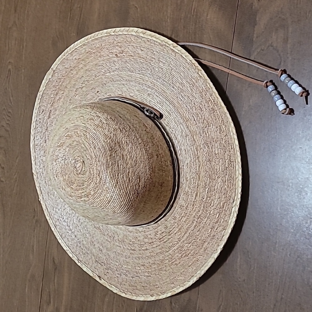 Natural Straw Sun Hat with Beaded Accents small head Lack of Color Vibes